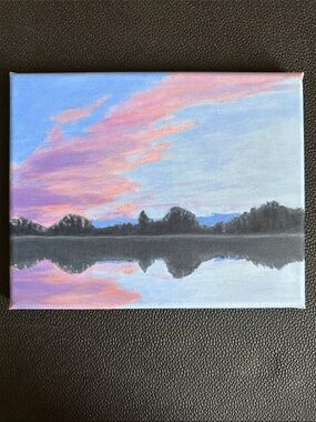 Handmade acrylic NWOT painting. Original artwork “Lake Sunset” on 8”x10” canvas